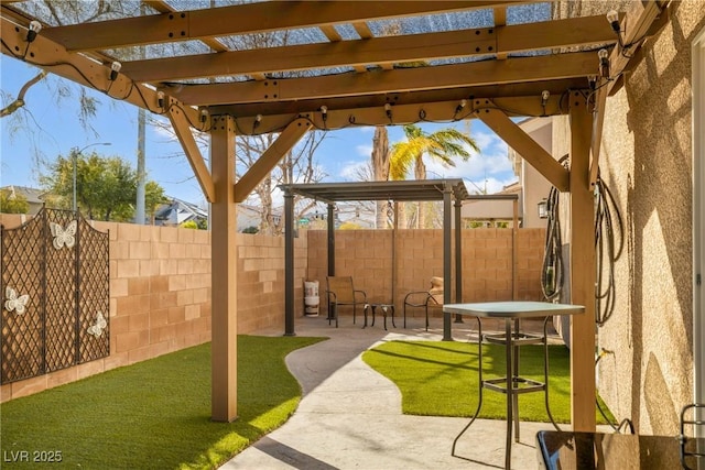 view of patio / terrace featuring a pergola