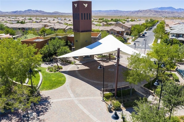 aerial view featuring a mountain view