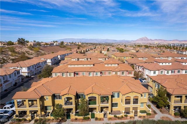 aerial view with a mountain view