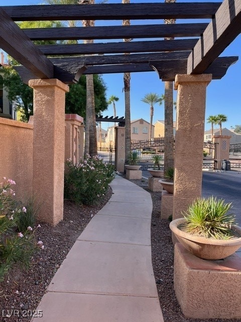 view of property's community featuring a pergola