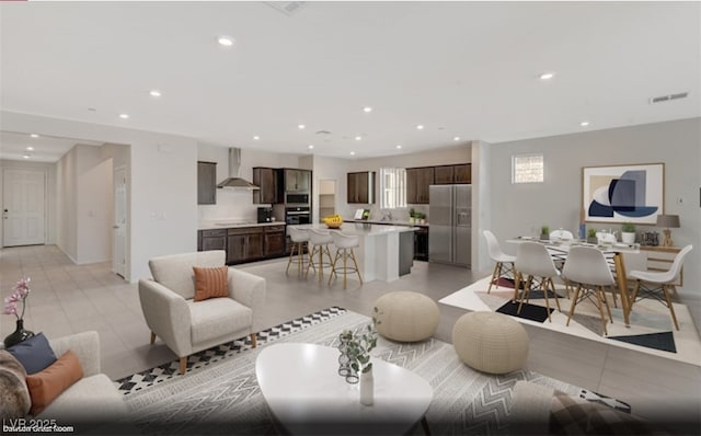 view of tiled living room