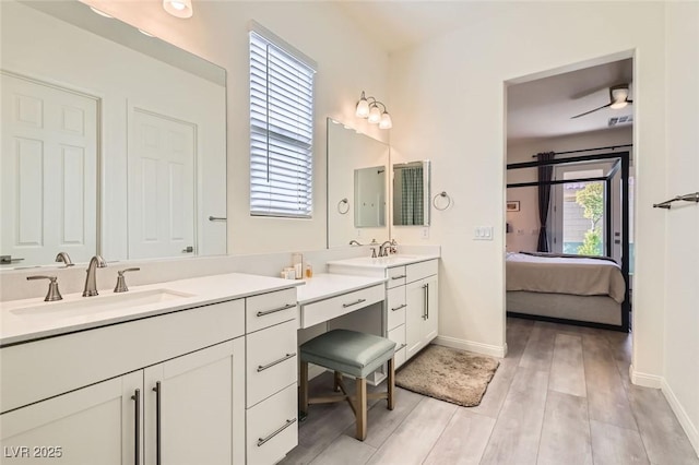 bathroom featuring wood-type flooring and vanity