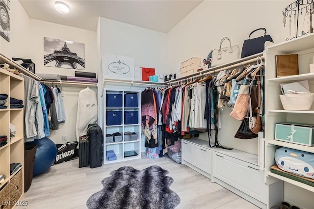 walk in closet featuring light hardwood / wood-style flooring