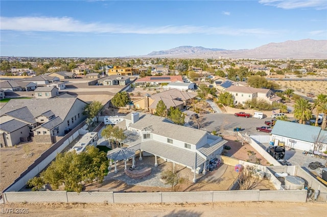 bird's eye view with a mountain view