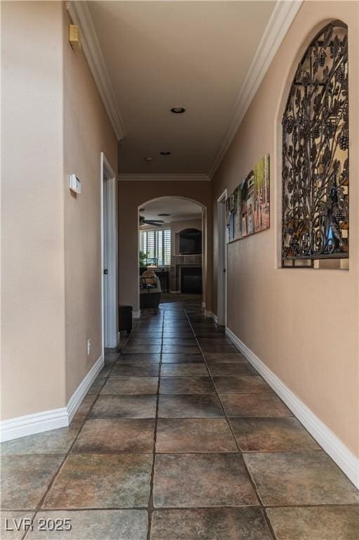 hallway with crown molding