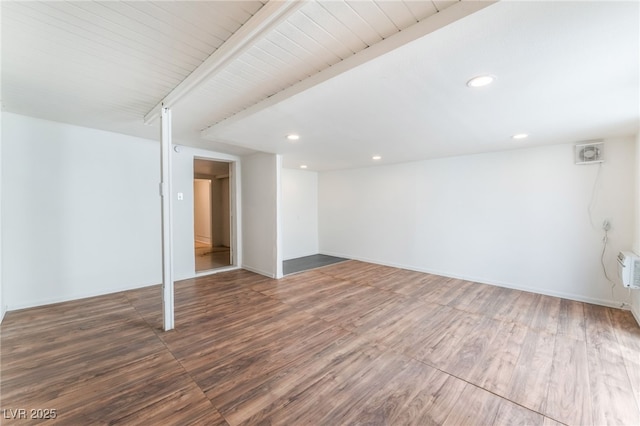 basement featuring dark wood-type flooring