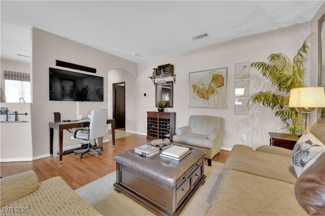 living room featuring light hardwood / wood-style flooring