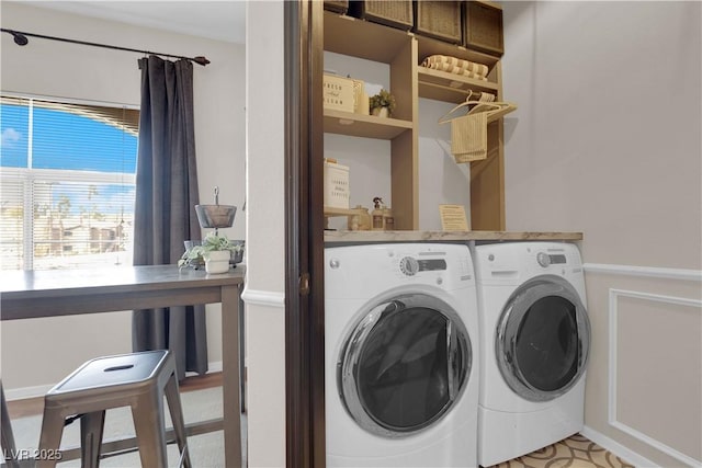 laundry area with washing machine and clothes dryer