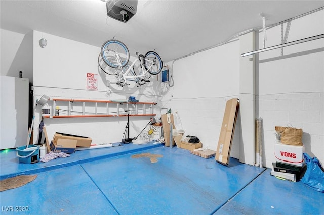 garage with a garage door opener