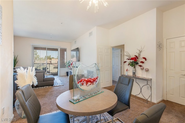 dining area featuring carpet floors