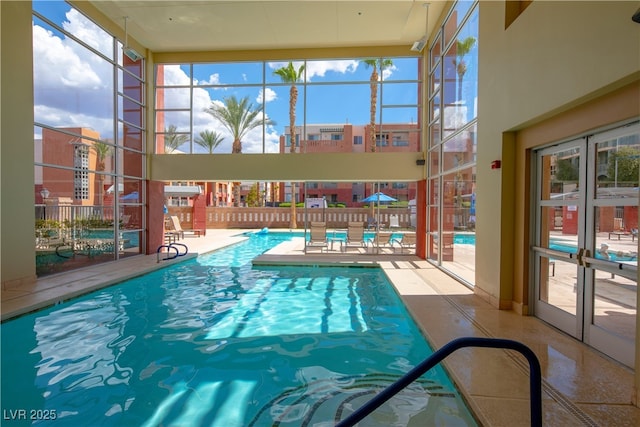 view of swimming pool with a patio area