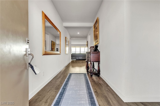 hall featuring dark hardwood / wood-style floors