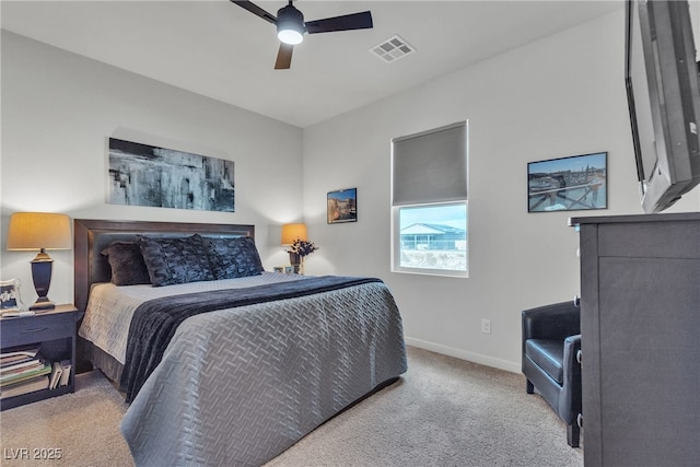 4267 E Highvale Ct, Pahrump, NV 89061 - carpeted bedroom featuring baseboards, visible vents, and a ceiling fan