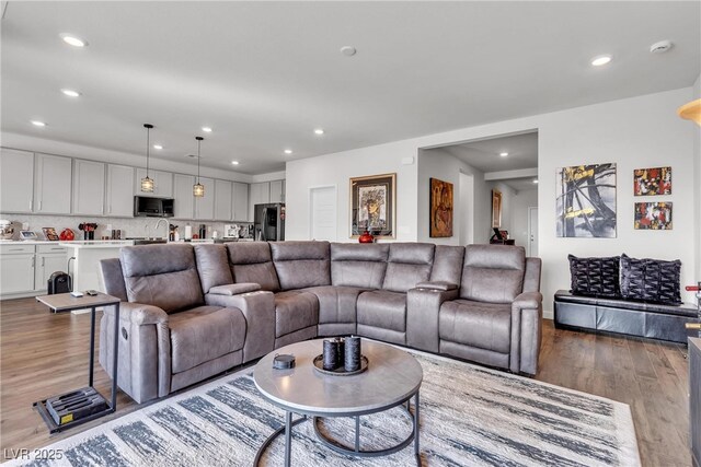 living room with wood-type flooring