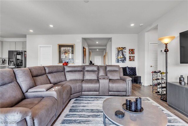 living room with wood-type flooring