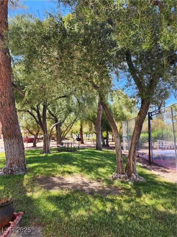 view of property's community featuring a lawn