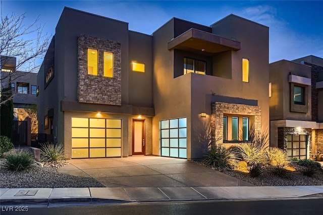 contemporary home featuring a garage