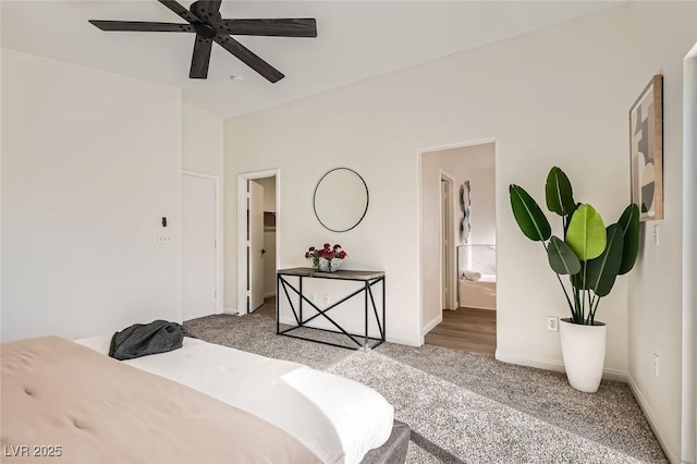 carpeted bedroom with ensuite bathroom