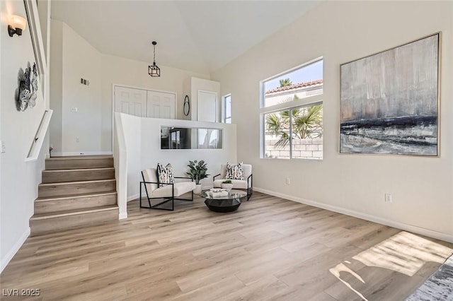 living area featuring light wood-type flooring