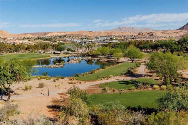 view of home's community featuring a water and mountain view