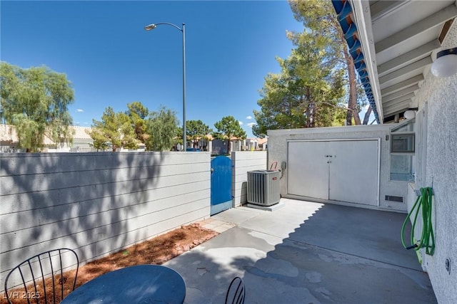 view of patio / terrace featuring central air condition unit