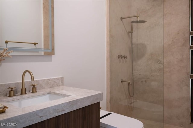 74 Innisbrook Ave, Las Vegas, NV 89113 - bathroom featuring walk in shower, vanity, and toilet