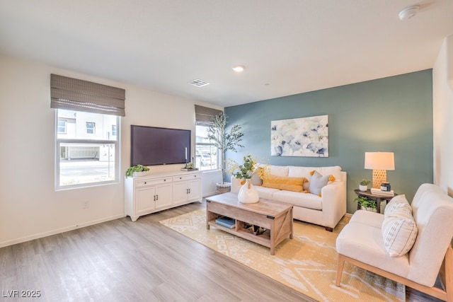 living room featuring light hardwood / wood-style flooring