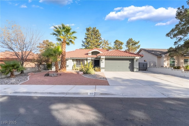 view of front of home with central AC and a garage