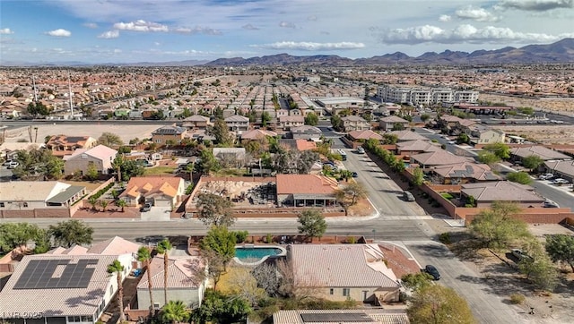 bird's eye view with a mountain view