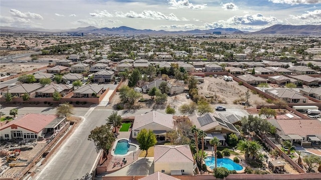 bird's eye view with a mountain view