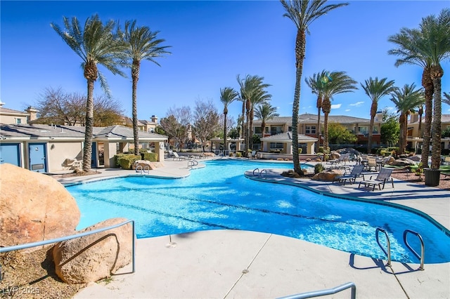 view of pool featuring a patio area