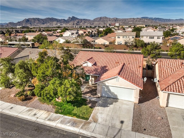 aerial view with a mountain view