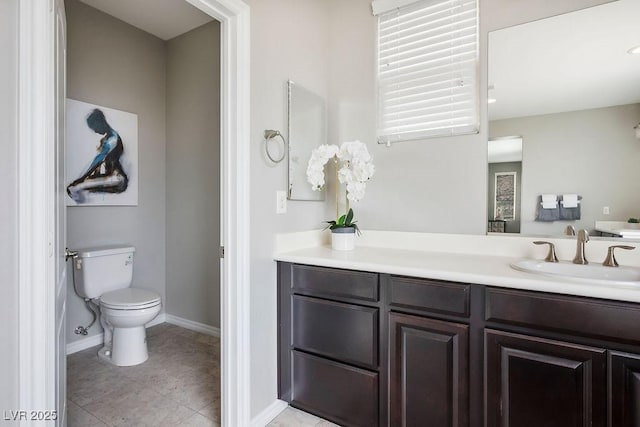 bathroom with tile patterned floors, toilet, and vanity