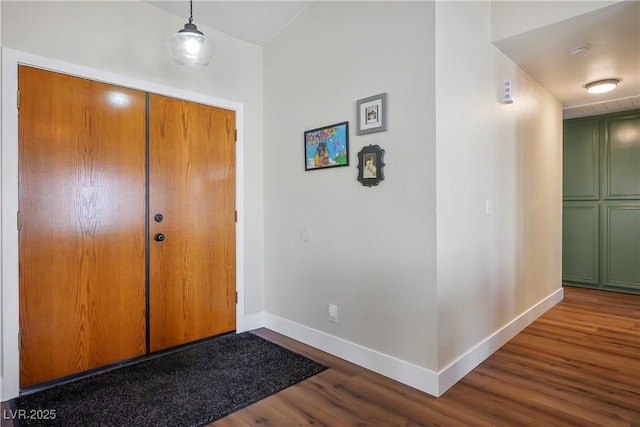 foyer with wood-type flooring