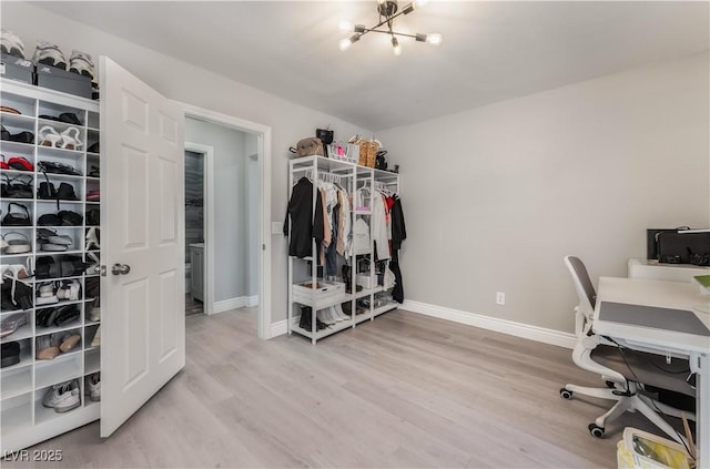 office space featuring light hardwood / wood-style floors