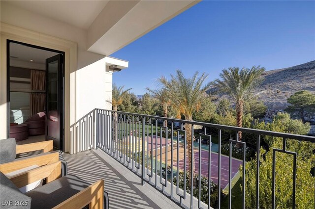 balcony with a mountain view