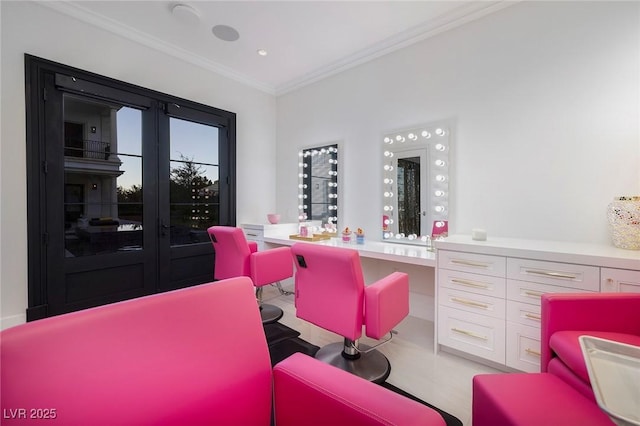 interior space with crown molding