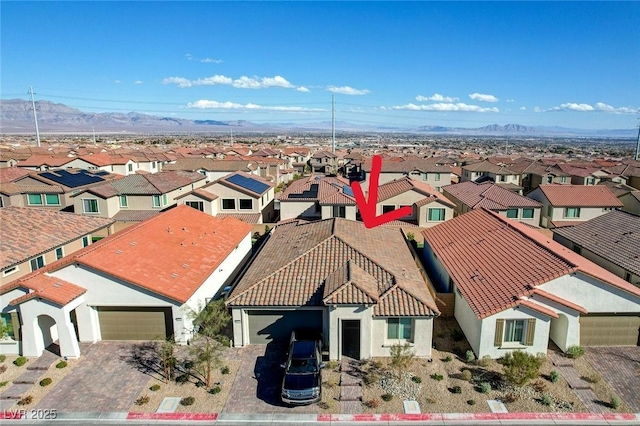 aerial view with a mountain view