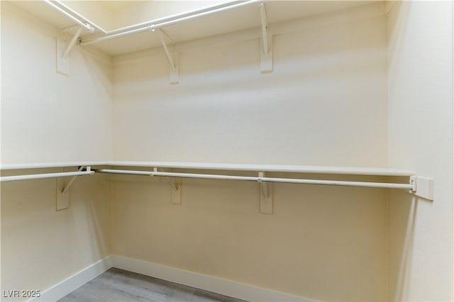 spacious closet featuring light hardwood / wood-style floors