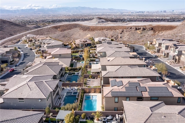 drone / aerial view with a mountain view