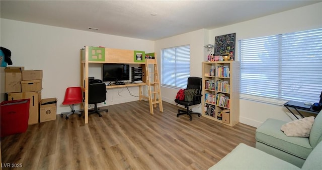 office area featuring hardwood / wood-style flooring