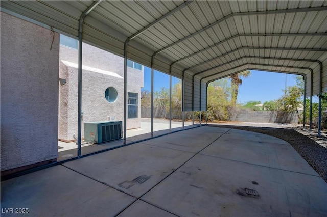 view of parking with a carport