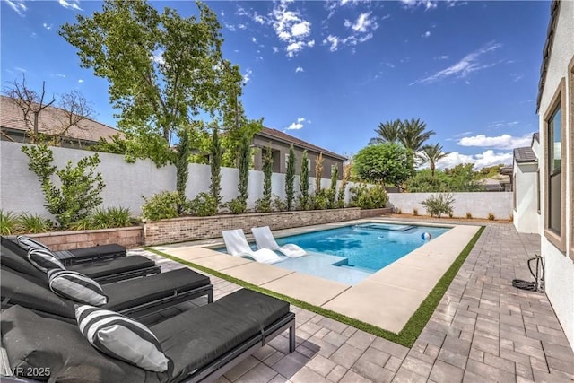 view of swimming pool with a patio