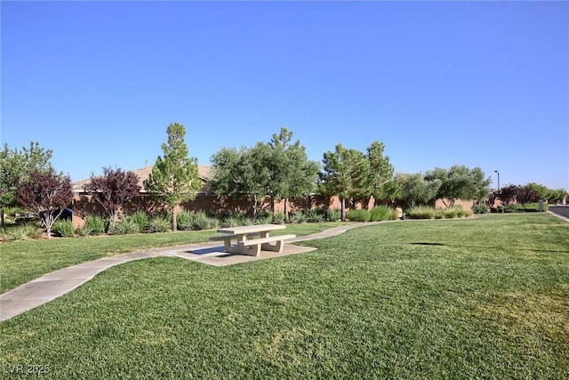 view of property's community featuring a yard