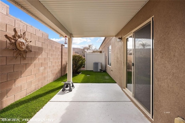 view of patio / terrace with central AC unit