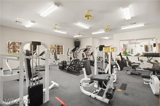 workout area with visible vents