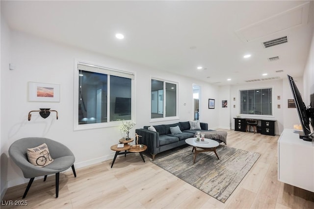 living room featuring light hardwood / wood-style flooring