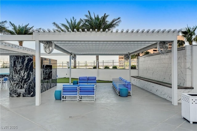 view of patio featuring a pergola