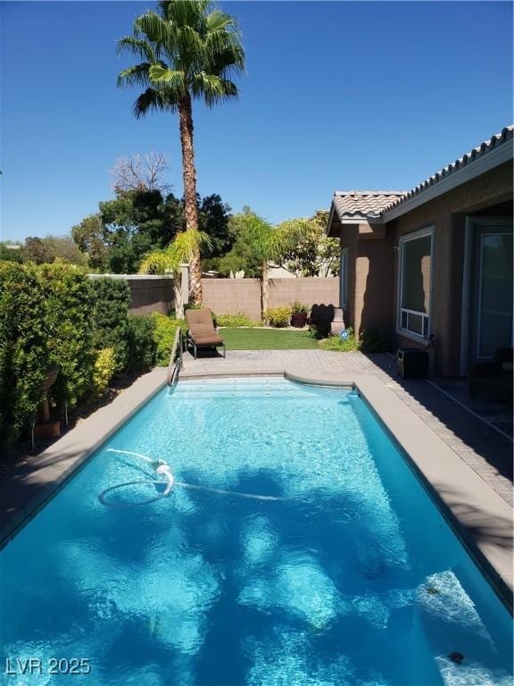 view of swimming pool with a patio