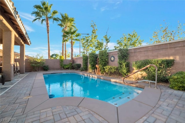 view of swimming pool featuring a patio area